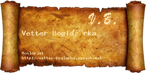 Vetter Boglárka névjegykártya